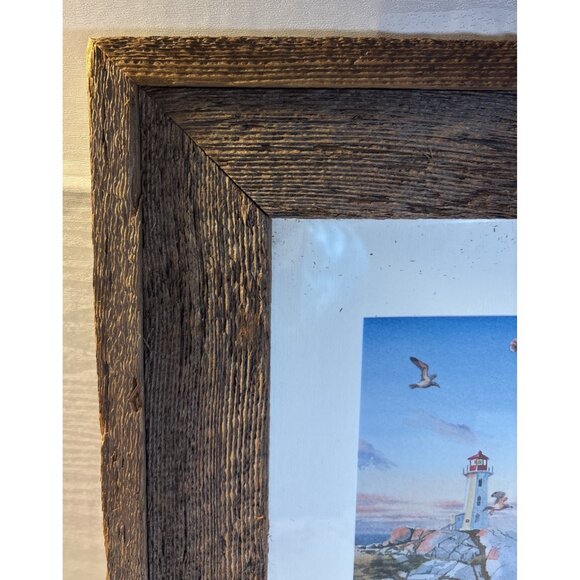 Peggys Cove Lighthouse Print In Rustic Wood Frame Signed Neil Depew 15 x 12.5" - Picture 5 of 10